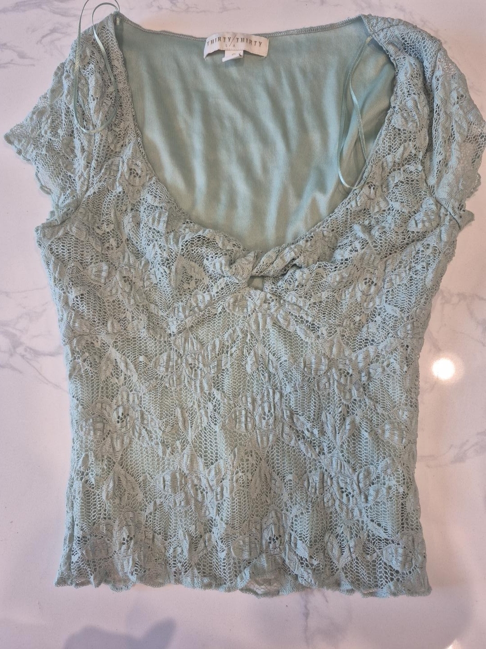 Thirty-Two Mint Lace Cap Sleeve Top